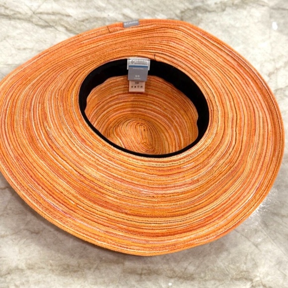 Columbia Omni-Shade Sunridge Straw Like Hat OS Orange 5.5” Wide Brim Packable - Picture 5 of 5